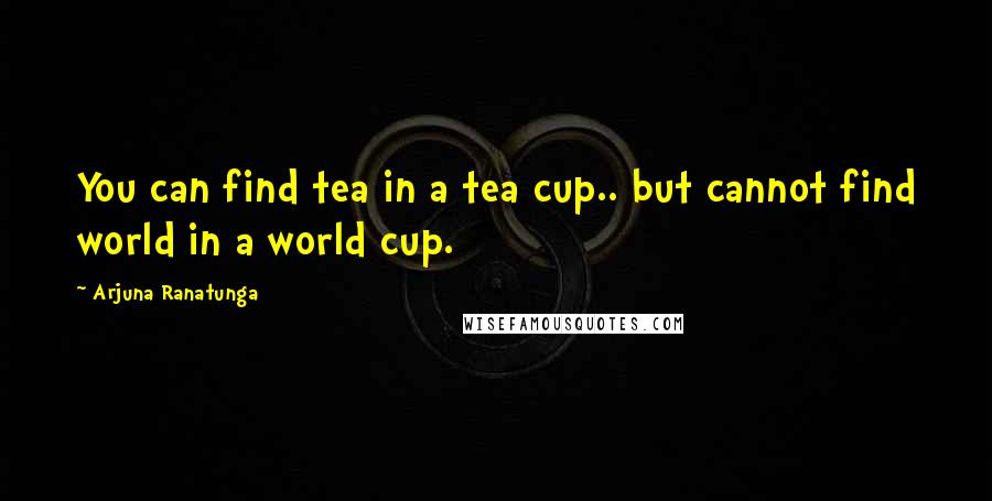 Arjuna Ranatunga Quotes: You can find tea in a tea cup.. but cannot find world in a world cup.