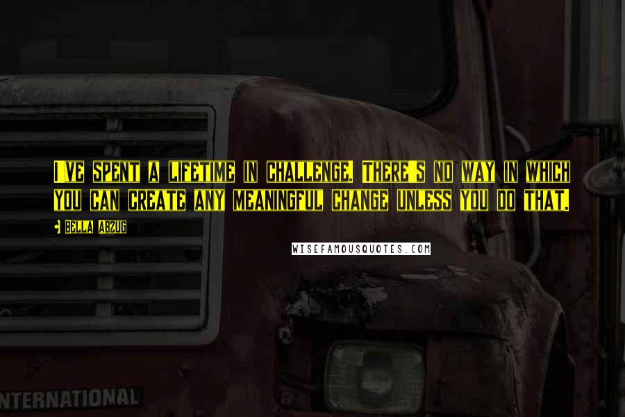 Bella Abzug Quotes: I've spent a lifetime in challenge. There's no way in which you can create any meaningful change unless you do that.