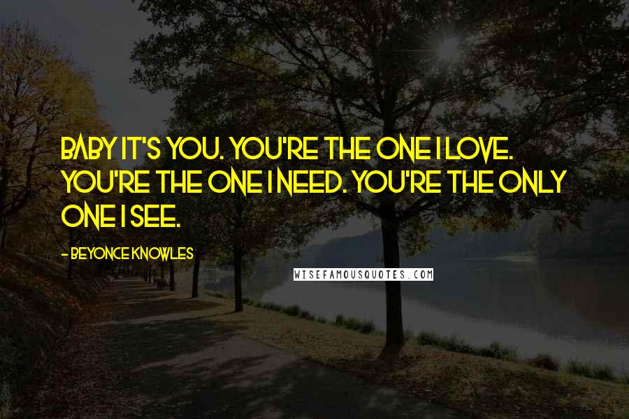 Beyonce Knowles Quotes: Baby it's you. You're the one I love. You're the one I need. You're the only one I see.