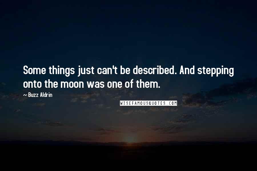 Buzz Aldrin Quotes: Some things just can't be described. And stepping onto the moon was one of them.