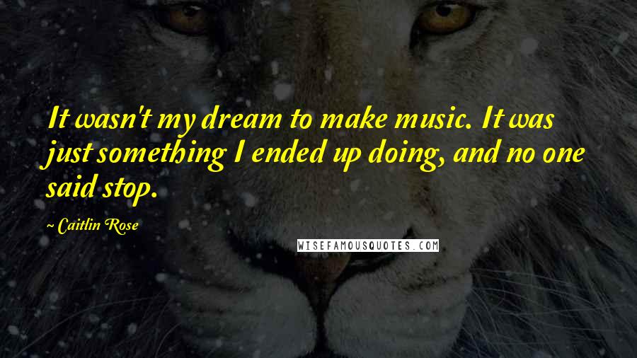 Caitlin Rose Quotes: It wasn't my dream to make music. It was just something I ended up doing, and no one said stop.