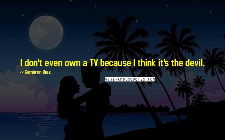 Cameron Diaz Quotes: I don't even own a TV because I think it's the devil.