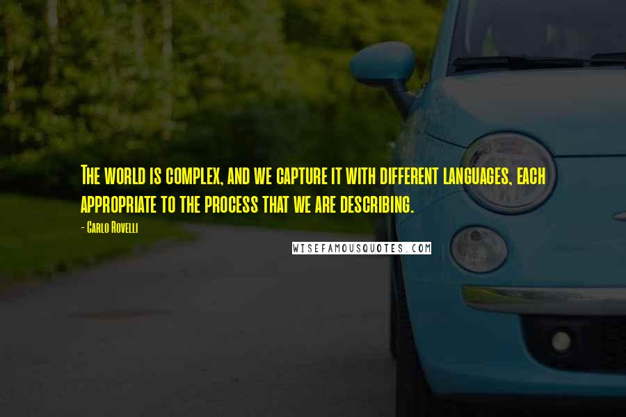 Carlo Rovelli Quotes: The world is complex, and we capture it with different languages, each appropriate to the process that we are describing.