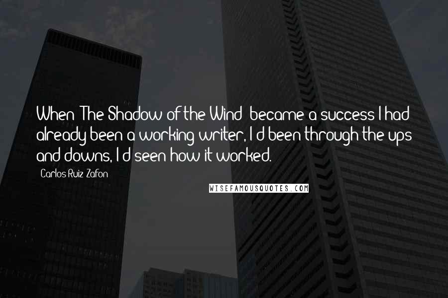 Carlos Ruiz Zafon Quotes: When 'The Shadow of the Wind' became a success I had already been a working writer, I'd been through the ups and downs, I'd seen how it worked.