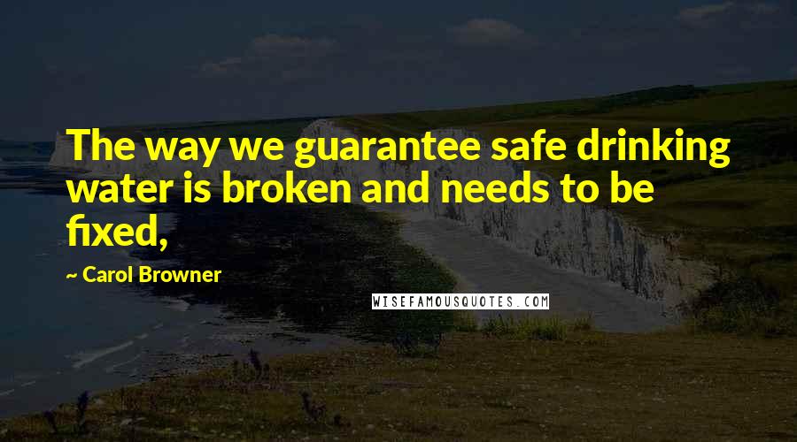 Carol Browner Quotes: The way we guarantee safe drinking water is broken and needs to be fixed,