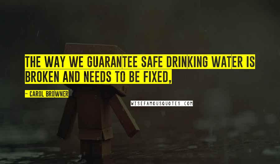 Carol Browner Quotes: The way we guarantee safe drinking water is broken and needs to be fixed,