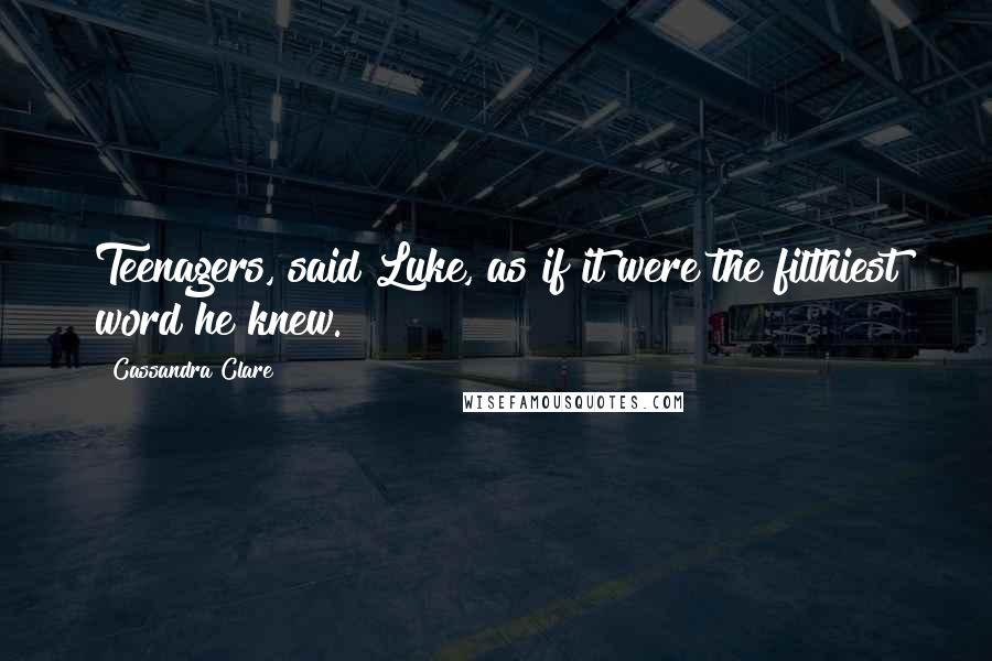 Cassandra Clare Quotes: Teenagers, said Luke, as if it were the filthiest word he knew.