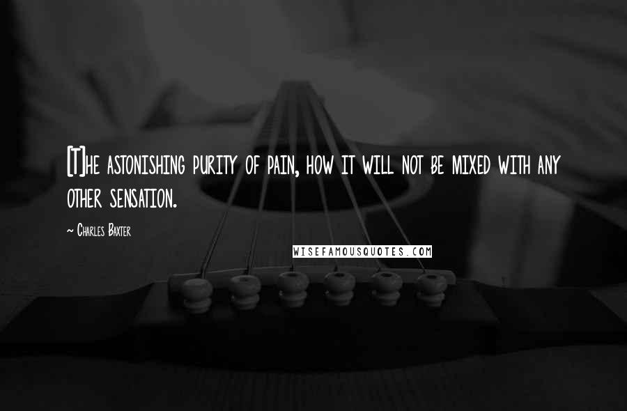 Charles Baxter Quotes: [T]he astonishing purity of pain, how it will not be mixed with any other sensation.