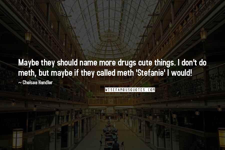 Chelsea Handler Quotes: Maybe they should name more drugs cute things. I don't do meth, but maybe if they called meth 'Stefanie' I would!