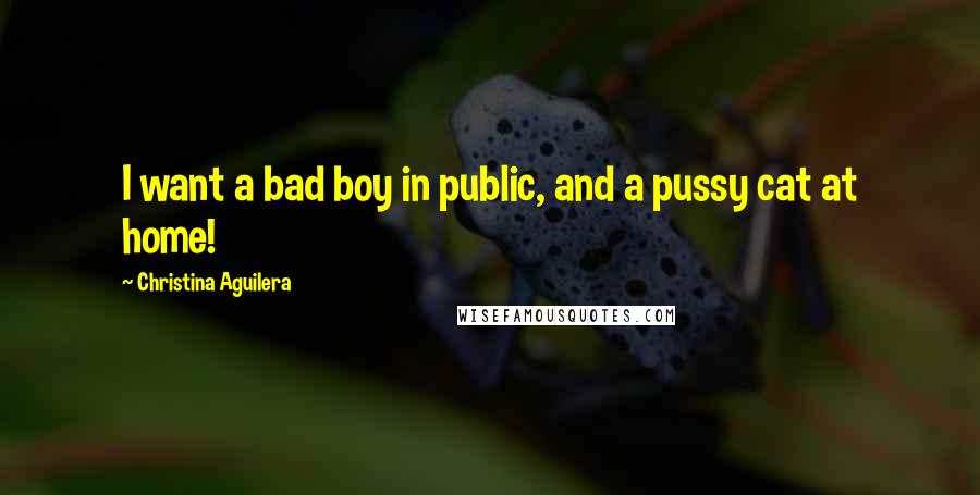 Christina Aguilera Quotes: I want a bad boy in public, and a pussy cat at home!