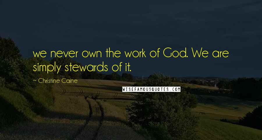 Christine Caine Quotes: we never own the work of God. We are simply stewards of it.