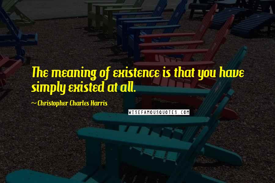 Christopher Charles Harris Quotes: The meaning of existence is that you have simply existed at all.