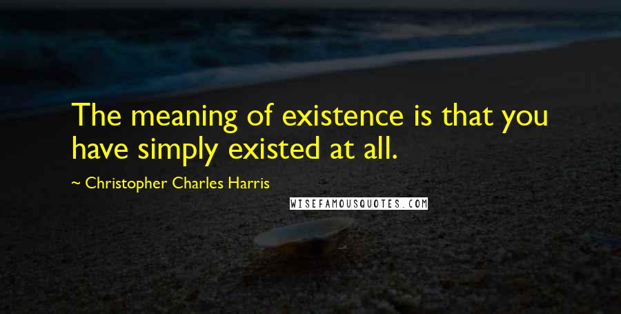 Christopher Charles Harris Quotes: The meaning of existence is that you have simply existed at all.