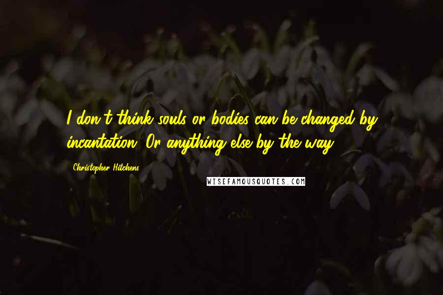 Christopher Hitchens Quotes: I don't think souls or bodies can be changed by incantation. Or anything else by the way.