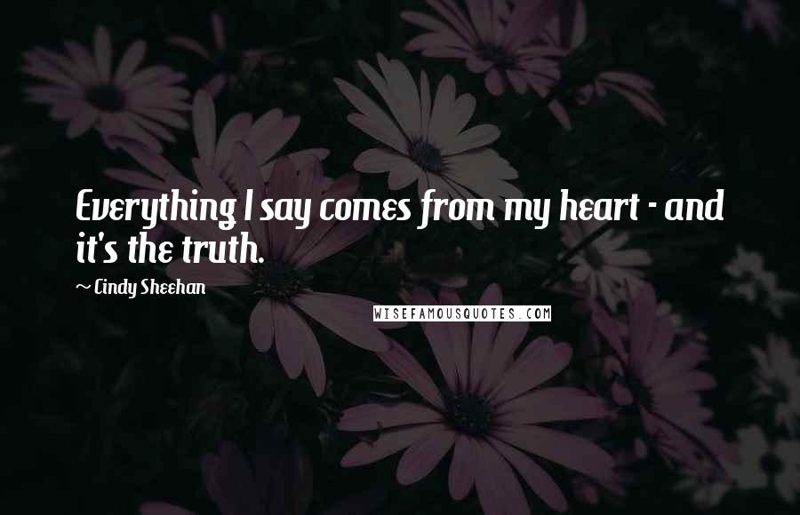 Cindy Sheehan Quotes: Everything I say comes from my heart - and it's the truth.