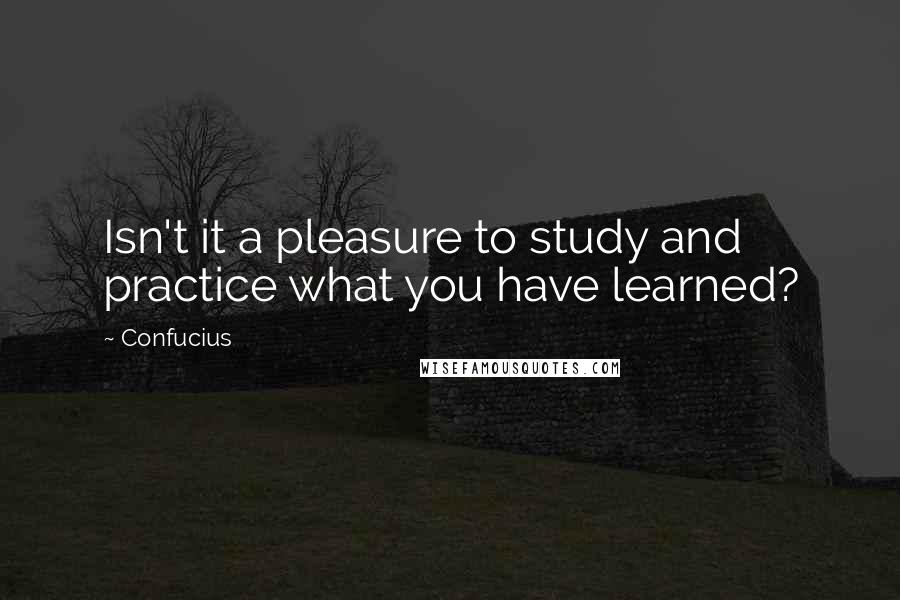 Confucius Quotes: Isn't it a pleasure to study and practice what you have learned?