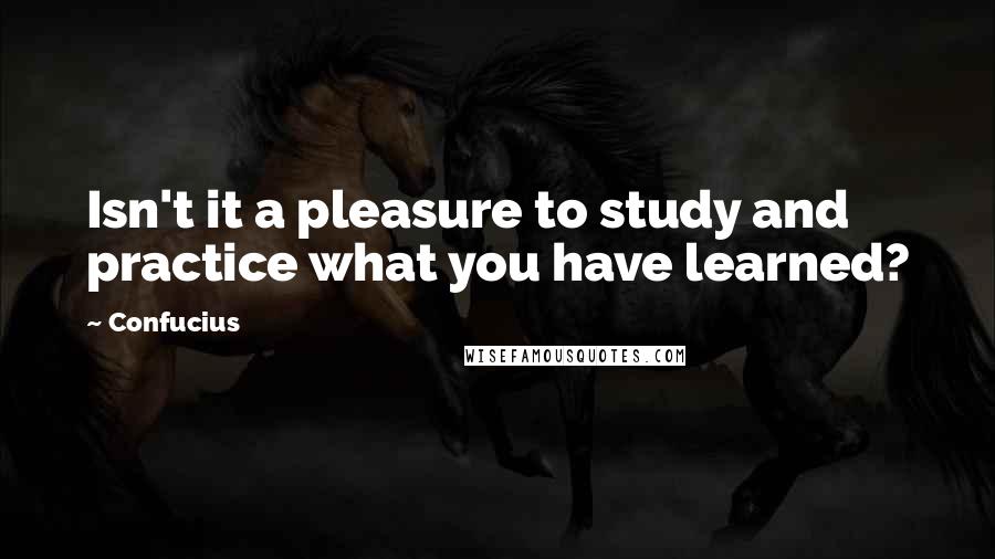 Confucius Quotes: Isn't it a pleasure to study and practice what you have learned?