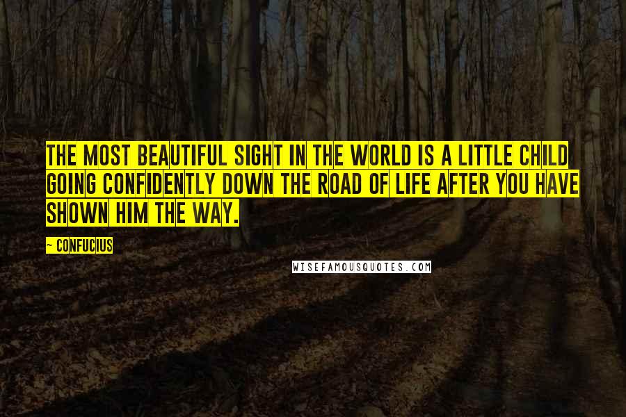 Confucius Quotes: The most beautiful sight in the world is a little child going confidently down the road of life after you have shown him the way.