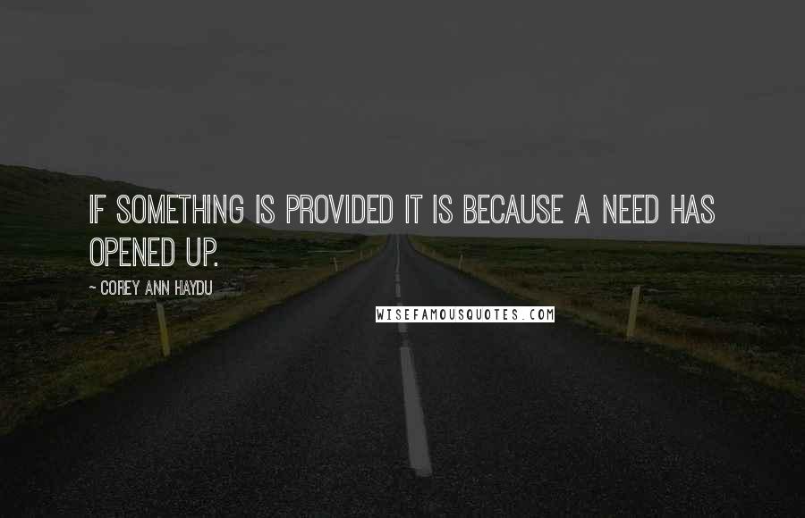 Corey Ann Haydu Quotes: If something is provided it is because a need has opened up.