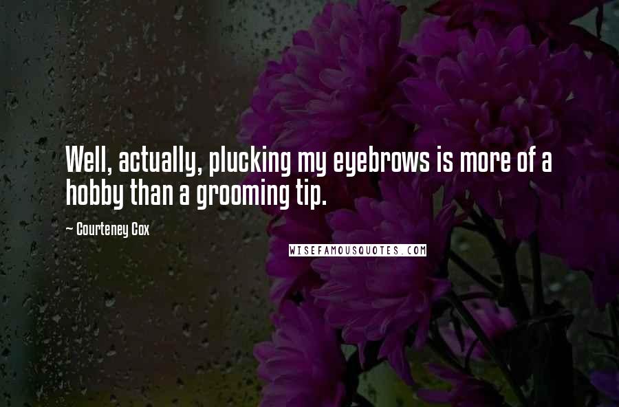 Courteney Cox Quotes: Well, actually, plucking my eyebrows is more of a hobby than a grooming tip.