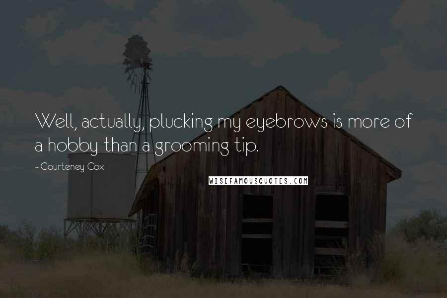 Courteney Cox Quotes: Well, actually, plucking my eyebrows is more of a hobby than a grooming tip.