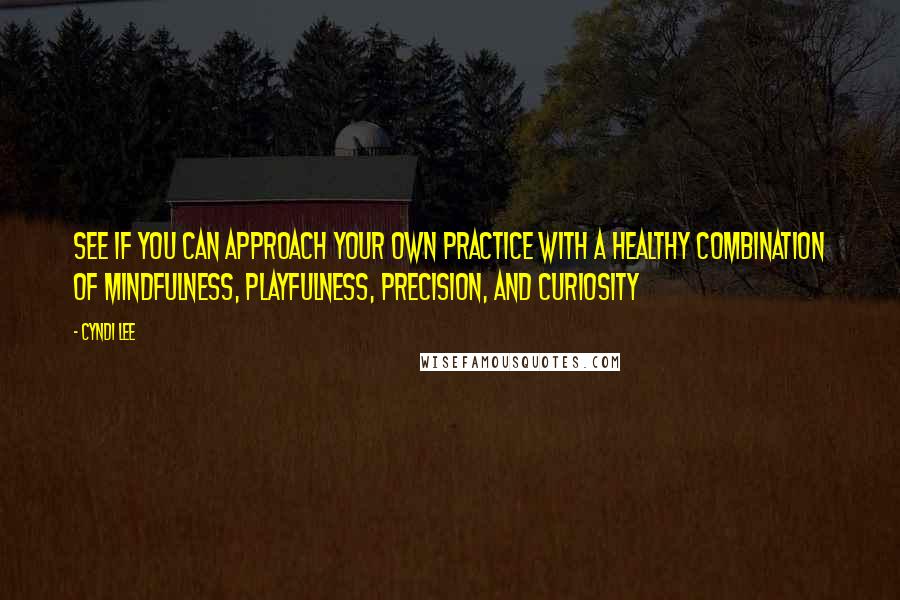 Cyndi Lee Quotes: See if you can approach your own practice with a healthy combination of mindfulness, playfulness, precision, and curiosity