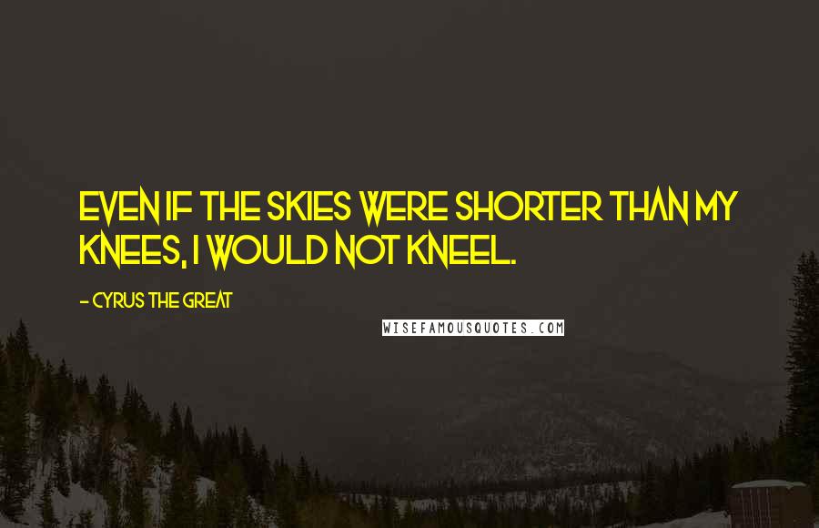 Cyrus The Great Quotes: Even if the skies were shorter than my knees, I would not kneel.