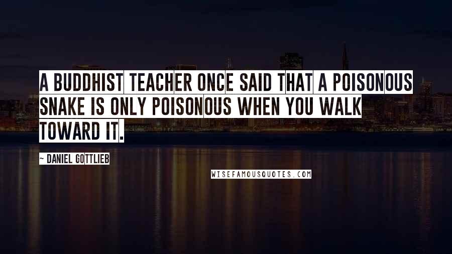 Daniel Gottlieb Quotes: A Buddhist teacher once said that a poisonous snake is only poisonous when you walk toward it.