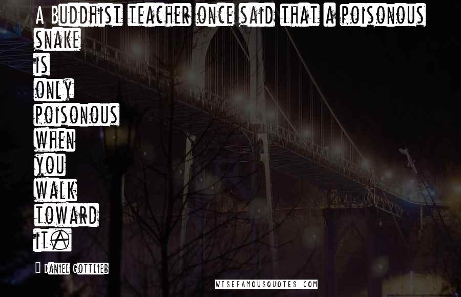 Daniel Gottlieb Quotes: A Buddhist teacher once said that a poisonous snake is only poisonous when you walk toward it.