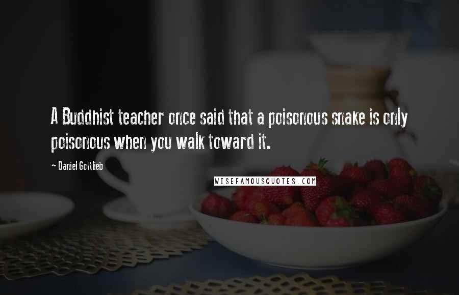 Daniel Gottlieb Quotes: A Buddhist teacher once said that a poisonous snake is only poisonous when you walk toward it.