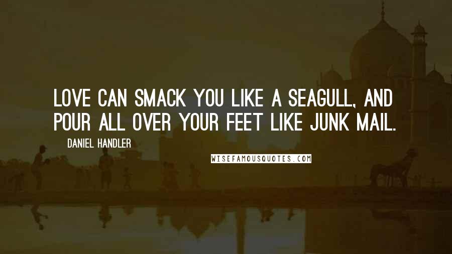 Daniel Handler Quotes: Love can smack you like a seagull, and pour all over your feet like junk mail.