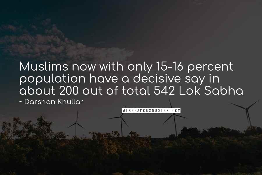 Darshan Khullar Quotes: Muslims now with only 15-16 percent population have a decisive say in about 200 out of total 542 Lok Sabha