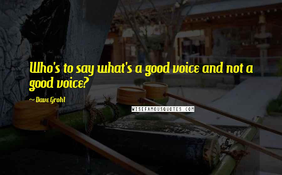 Dave Grohl Quotes: Who's to say what's a good voice and not a good voice?