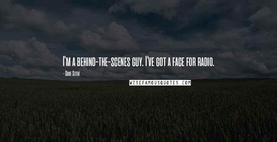 Dave Sitek Quotes: I'm a behind-the-scenes guy. I've got a face for radio.