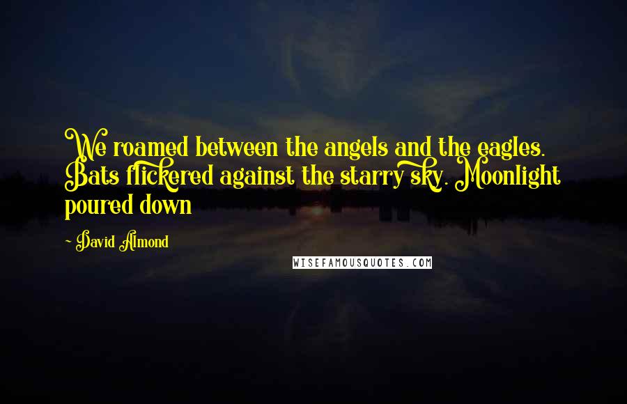 David Almond Quotes: We roamed between the angels and the eagles. Bats flickered against the starry sky. Moonlight poured down