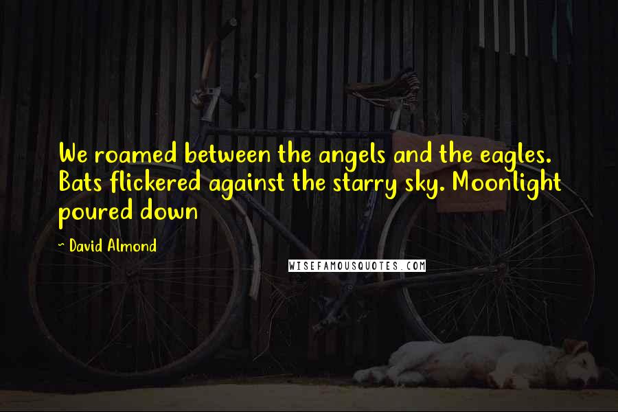 David Almond Quotes: We roamed between the angels and the eagles. Bats flickered against the starry sky. Moonlight poured down