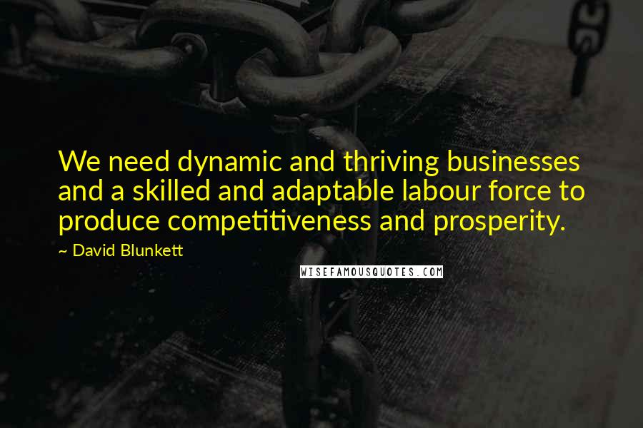 David Blunkett Quotes: We need dynamic and thriving businesses and a skilled and adaptable labour force to produce competitiveness and prosperity.