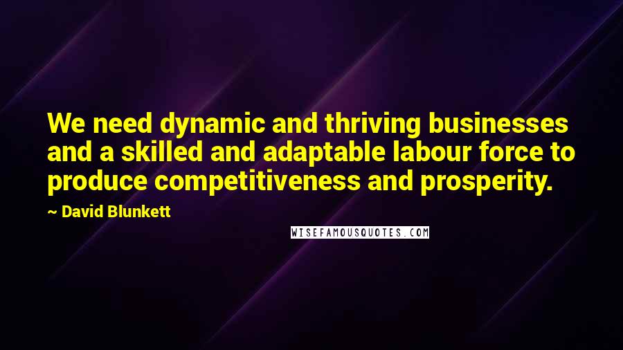 David Blunkett Quotes: We need dynamic and thriving businesses and a skilled and adaptable labour force to produce competitiveness and prosperity.