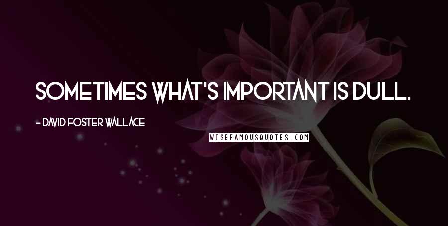 David Foster Wallace Quotes: Sometimes what's important is dull.