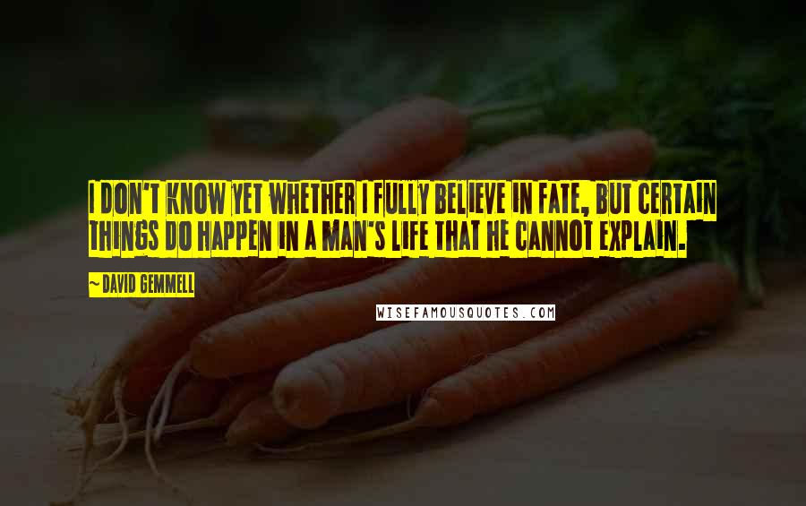 David Gemmell Quotes: I don't know yet whether I fully believe in fate, but certain things do happen in a man's life that he cannot explain.