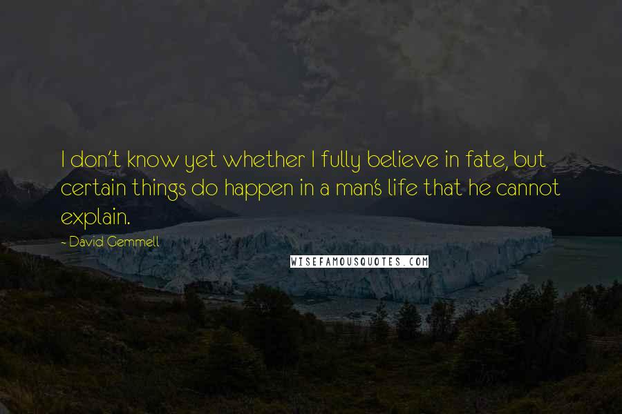 David Gemmell Quotes: I don't know yet whether I fully believe in fate, but certain things do happen in a man's life that he cannot explain.