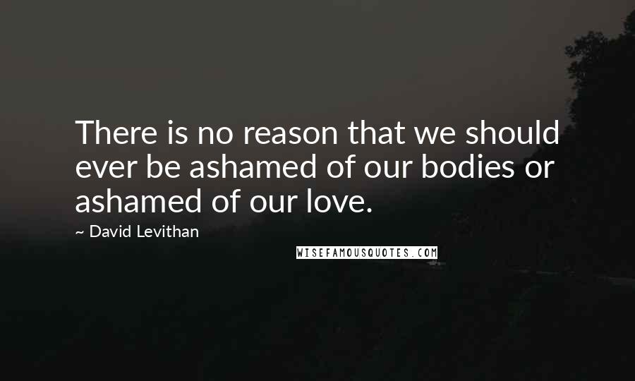 David Levithan Quotes: There is no reason that we should ever be ashamed of our bodies or ashamed of our love.