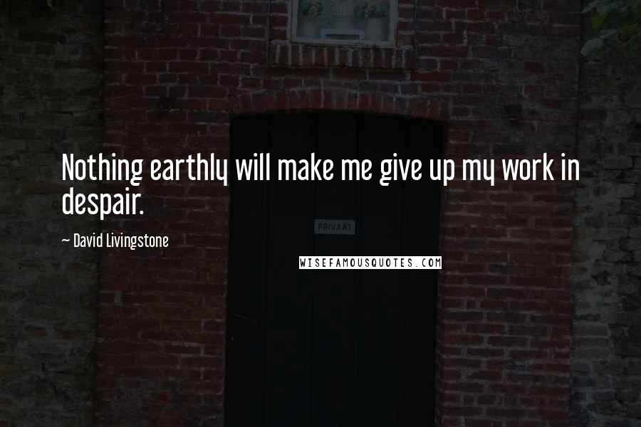 David Livingstone Quotes: Nothing earthly will make me give up my work in despair.