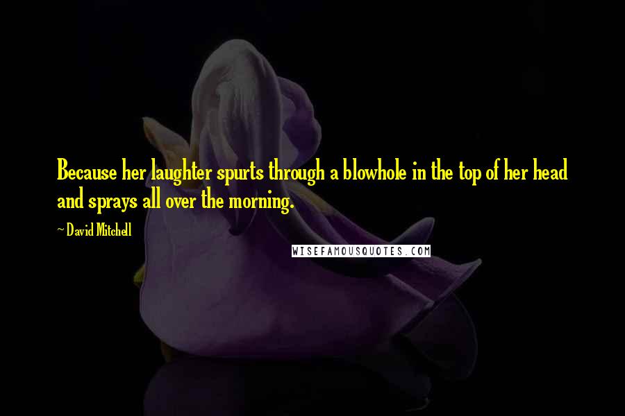 David Mitchell Quotes: Because her laughter spurts through a blowhole in the top of her head and sprays all over the morning.