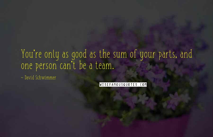 David Schwimmer Quotes: You're only as good as the sum of your parts, and one person can't be a team.