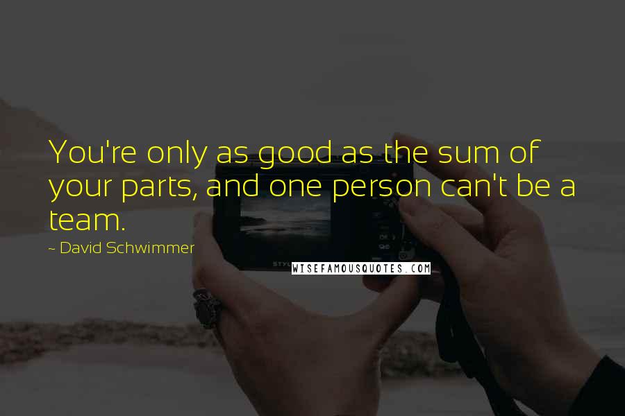 David Schwimmer Quotes: You're only as good as the sum of your parts, and one person can't be a team.