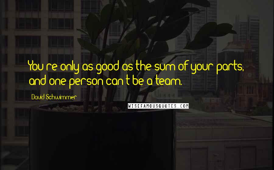 David Schwimmer Quotes: You're only as good as the sum of your parts, and one person can't be a team.