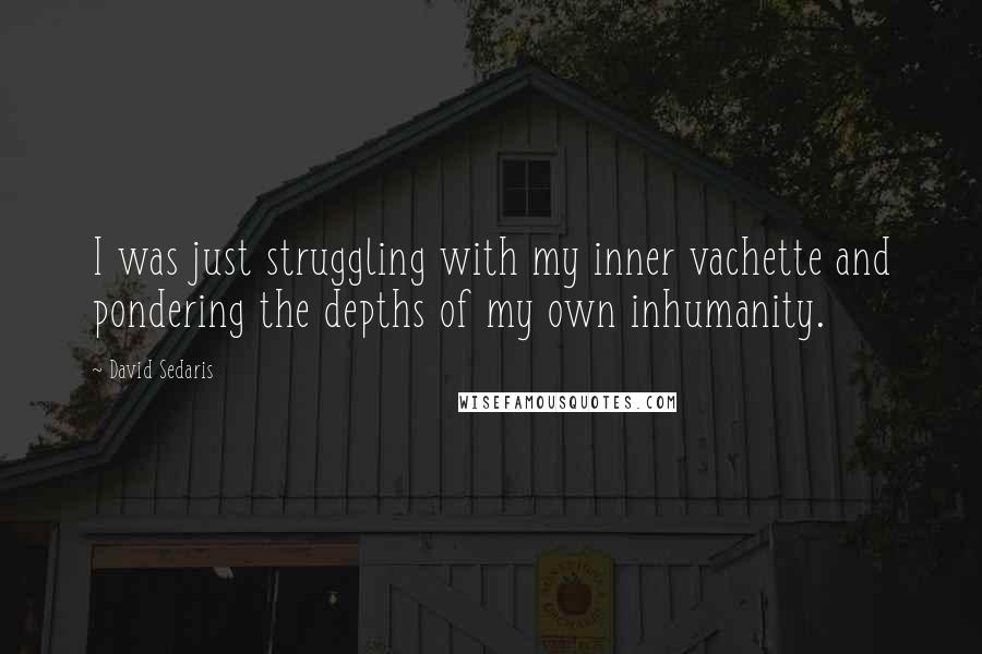 David Sedaris Quotes: I was just struggling with my inner vachette and pondering the depths of my own inhumanity.