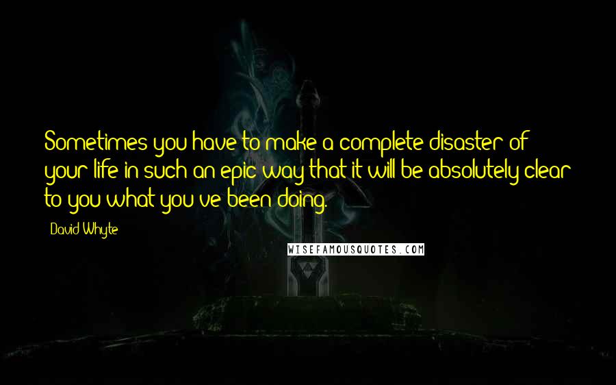 David Whyte Quotes: Sometimes you have to make a complete disaster of your life in such an epic way that it will be absolutely clear to you what you've been doing.