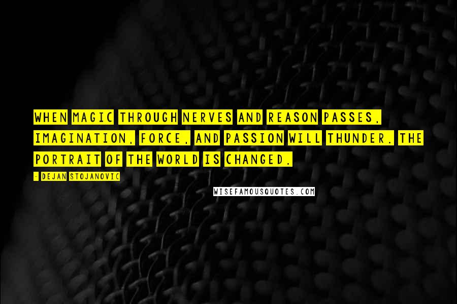 Dejan Stojanovic Quotes: When magic through nerves and reason passes, Imagination, force, and passion will thunder. The portrait of the world is changed.